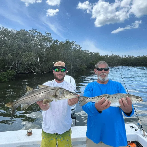 Working the flats on an inshore charter near Bradenton's local waters Captain running an inshore fishing charter with Anna Maria Charters